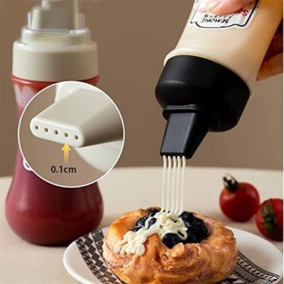Yopram 350ml Plastic Squeeze Bottle Condiment Syrup Honey Bottles Hot Sauce Dispenser Scraper(1)