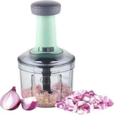 VEKSOR by Veksor Push Chopper Green & Black With 4 SS Blades Pack Of 01 Vegetable & Fruit Chopper(pack of 1)