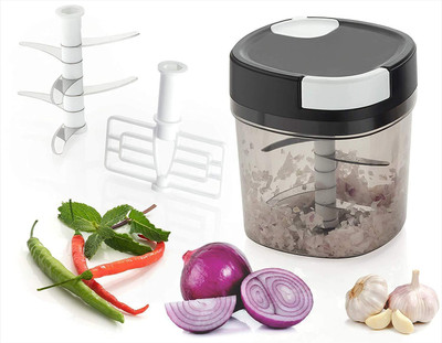 omdaenterprise Vegetable Chopper Sturdy 3-blade design made from Stainless Steel 900ml Vegetable & Fruit Chopper(1 Handy chopper)
