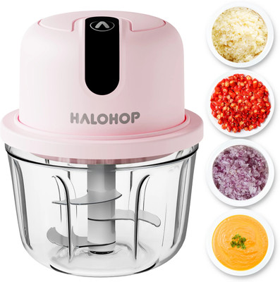Halohop 350ML Rechargeable Mini Chopper for Kitchen | Stainless Steel Blades Cutter | Electric Vegetable & Fruit Chopper(Mini Chopper, German Design)