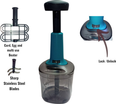 MRK by MRK 2 in1 1100 ML Push Handy chopper Vegetable Chopper(5 Sharp blades ,, 1 Blending Blades)