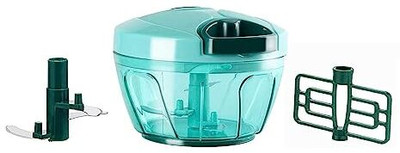 somunita Plastic 2 in 1 Polypropylene Mini Handy and Compact Chopper with 3 Blades for Vegetable & Fruit Chopper(500ML, Pack of 1)