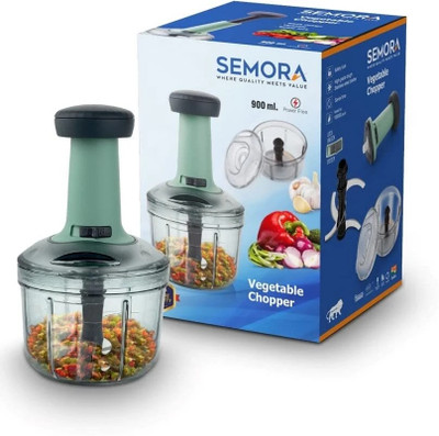 Zubix Hand Push 900 ML with 4 Stainless Steel Blades Multi Purpose (Pack of 1) Vegetable & Fruit Chopper(1 Vegetable Hand Push Chopper 900 ml)