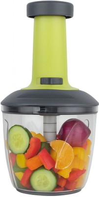 JIVEEX Push Manual Chopper 2-in-1 1100ml |Compact Cutter with 6 Steel Blades & Whisker Vegetable & Fruit Chopper(1 CHOPPER)