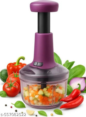 MATELENTERPRISE Push Chopper Hand Press Chopper 650 ML with 3 Stainless Steel Blades Vegetable & Fruit Chopper(1 chopper)