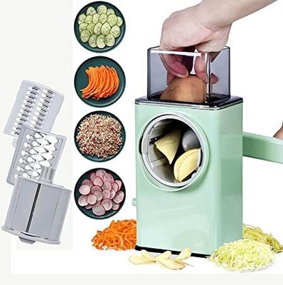 GVJ TRADERS Rotary Vegetable Shredder Round Mandolin Slicer, Grater, Shredder Salad Maker Fruit Chopper(1)