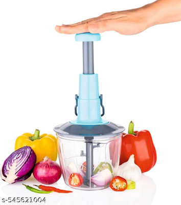 GN GALLERY Hand Push CHOPPER 650 ML Vegetable & Fruit Chopper(1 Bowl with LID::1 cutter 4X Blade::1 Handle)