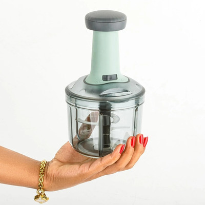 RABBITO Manual Push Chopper 900ml Steel Blade Hand Press Vegetables Chopper Kitchen Vegetable & Fruit Chopper(1 PCS 900ml Push chopper green)