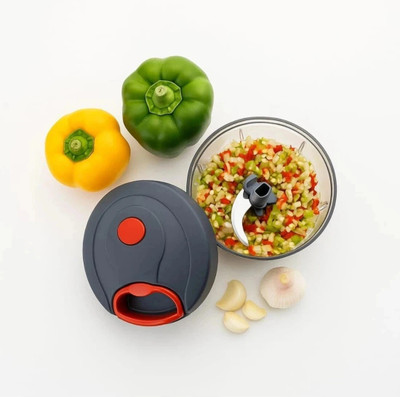 Urika Global by Anjani HANDY DORI CHOPPER GREY/ ELITE MANUAL FOOD CHOPPER WITH STRING | Vegetable & Fruit Chopper(1 Chopper, 1 Whisker)