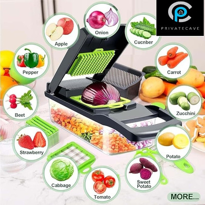 PRIVATECAVE Unbreakable Food Grade Body Easy PushChopper for Kitchen Mandoline Slicer Cutter Vegetable & Fruit Grater & Slicer(1 chopper set)