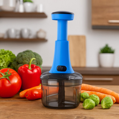 EIGHT OWL Premium Heavy Quality-3 Stainless Steel Blade| Powerful Manual 500-ML Vegetable & Fruit Chopper(1 HAND PUSH CHOPPER, 1 NUMBER BLADE)