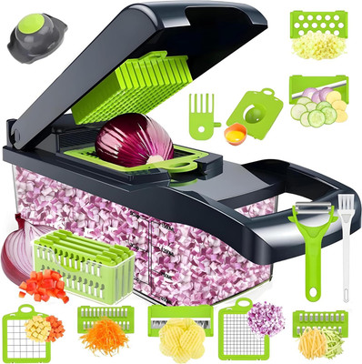 CPEX Multifunctional Chopper with Container, 16 in 1 Vegetable Chopper, Egg Slicer Vegetable & Fruit Grater & Slicer(16 pieces food chopper)