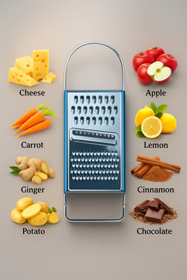 Rahamandecor by Generic Multi-Purpose Stainless Steel Box Grater Vegetable & Fruit Grater(1 × 4-Sided Stainless Steel Grater)