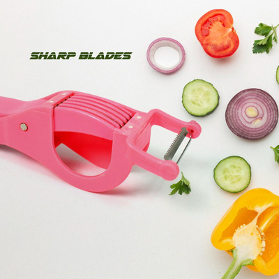 Rudra Enterprises Plastic 2 in 1 Vegetable & Fruit Multi Cutter with Stainless Steel with 5 Blade Vegetable & Fruit Chopper(1 chopper)