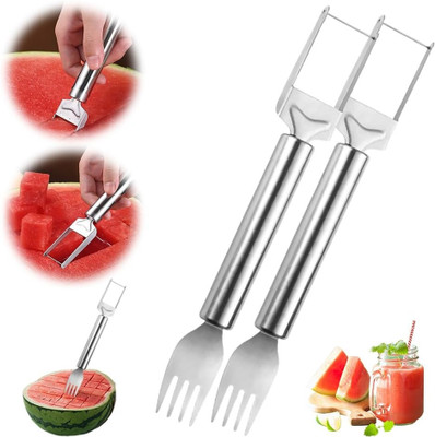 Dwiza Enterprise by Dwiza Watermelon Cutter Slicer, 2 in 1 Watermelon Fork & Slicer,Fruit Fork Cutter Watermelon Slicer(2 Watermelon Slicer)