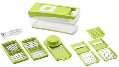 SANGOZ by NO 12 in 1 Slicer Dicer Vegetable & Fruit Slicer(11 blades with Peeler and one container)