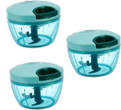 Krishiv Combo Of 3 Quick Vegetable and Fruit Chopper 450ML Mini Manual Vegetable, Dry Fruit and Onion Handy Chopper with 3 Stainless Steel Blade Vegetable & Fruit Chopper(3 chopper)