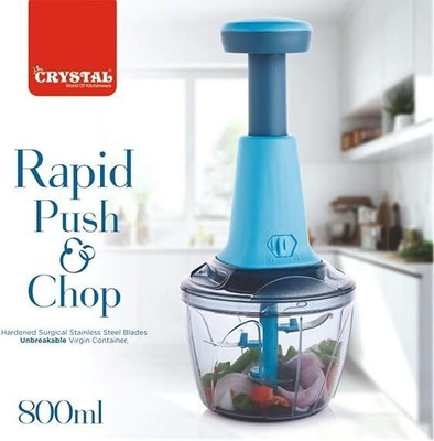 CRYSTAL by Crystal 800ml Hand Press Fruit & Vegetable Push Chopper/cutter For Kitchen Steel Blades Vegetable & Fruit Grater & Slicer(1 chopper)