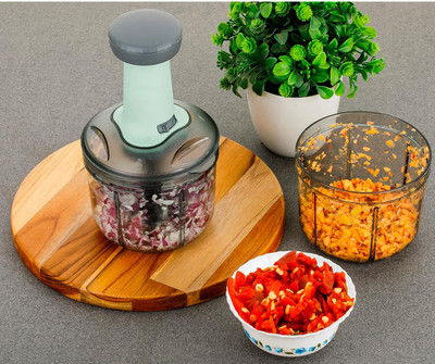 Eleven Rings Vegetable Push Chopper 650 ml for Kitchen Unbreakable Food-Grade Plastic Vegetable & Fruit Grater & Slicer(1 Pcs Push Chopper 650 Ml)