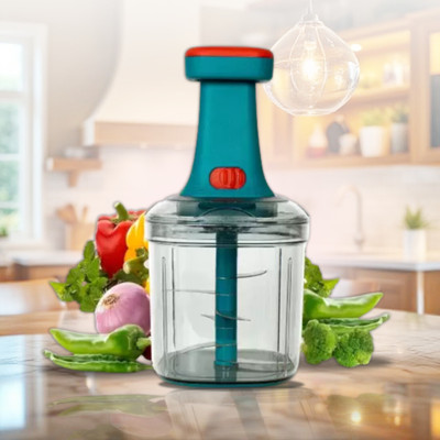 BLLUEX by Blluex Manual Hand Press Push Chopper with 6 Blades for Effortless Chopping Vegetable & Fruit Chopper(1 Push Chopper 1000ml)