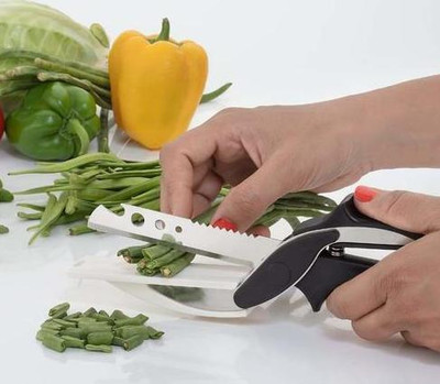 KRESTA Smart Clever Knife and Mini Cutting Board, with Locking Hinge,Cheese, Slices Vegetable & Fruit Slicer(Pack Of 1)