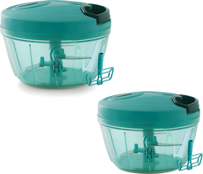 KitchArticles by NA Manual 450ml Vegetable Chopper For Kitchen - Stainless Steel Blades and Whipper Vegetable & Fruit Chopper(2 chopper)