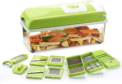 BLLUEX 14-in-1 Vegetable Chopper Cutter Slicer Dicer with Container Vegetable & Fruit Grater & Slicer(1 chopper 400g)