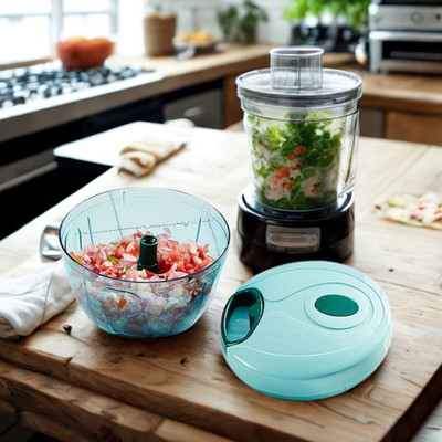 AadhyaGlobe by AadhyaGlobe Handy Mini Vegetable Chopper with 3 Stainless Steel Blades 350ml Vegetable & Fruit Chopper(1 chopper)