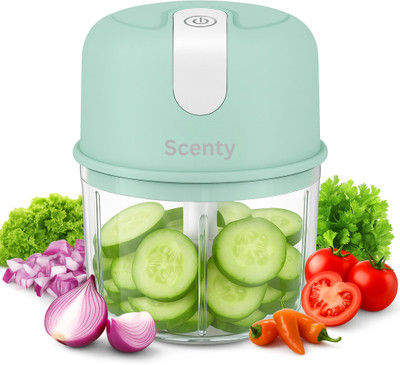 SCENTY by Scenty Elite Rechargeable Mini Electric Chopper, and Food 250 Ml, One Touch Operation Electric Vegetable & Fruit Chopper(1 Electric Chopper, 1 User Manual, 1 Charging Cable)