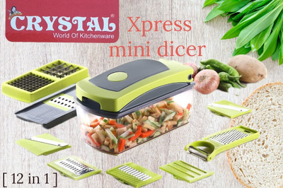 CRYSTAL by Crystal Plastic Compact Multipurpose Dicer/Grater (12 in 1, Multicolor) Vegetable & Fruit Grater & Slicer(1 chopper)