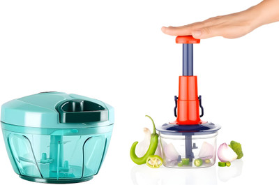 KitchenVitchen by kitchenVitchen Chopper with sharp blade and push chopper Vegetable & Fruit Chopper(Combo Push chopper with hand chopper)