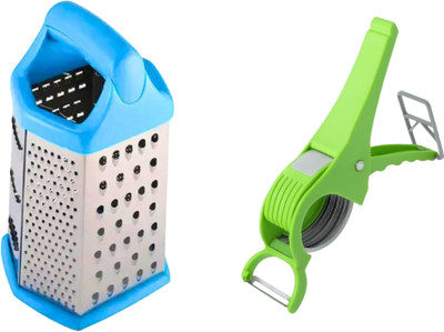 S R RETAIL by N/A 4-Sided Box Grater with 2-in-1 Peeler Set Grater(1 × Stainless Steel 4-Sided Box Grater, 1 × 2-in-1 Rotating Vegetable Peeler)