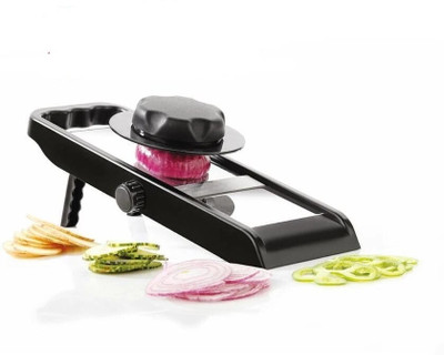 Sharanam by rishitkitchenware Kitchen Adjustable Potato Vegetable Fruit Slicer Vegetable & Fruit Cutter Slicer (Black) Vegetable & Fruit Slicer(1 Slicer with Safety Holder)