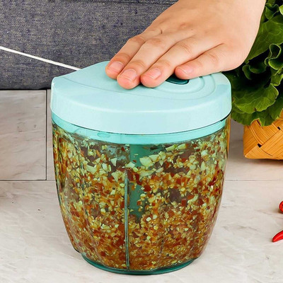 Rjshop by R J SHOP RJShop Handy Chopper 1000ML – 6 Blade Vegetable & Fruit Chopper(1 x 1000 ml Chopper Jar, 1 x Lid with Handle, 1 x 6-Blade Assembly)