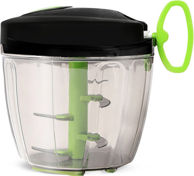 fackelmann Big Size 1000ml with 4 Stainless Steel Blade Chopp Onion, Tomato - Black & Green Vegetable & Fruit Chopper(1)