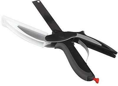 HARHIM 2-in-1 Clever Food Chopper Cutter - Stainless Steel Kitchen Food Scissors Slicer Smart Cutter with Built-in Cutting Board Vegetable Slicer(1 X Clever Cutter)