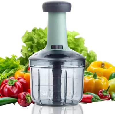 anmol enterprises Hand Press Push Chopper - 800 ml | 2 in 1 Manual Push Chopper with Button Vegetable & Fruit Slicer(Set of 1 Hand Press Push Slicer)