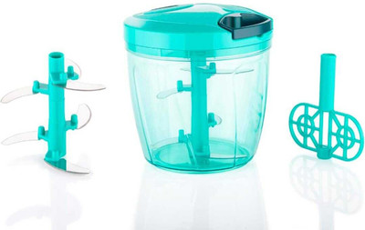 krisha Manual Cutter Vegetable Chopper 1000ml | 6 Blade Hand Pull String Chopper Vegetable & Fruit Chopper(1 container, Blades)