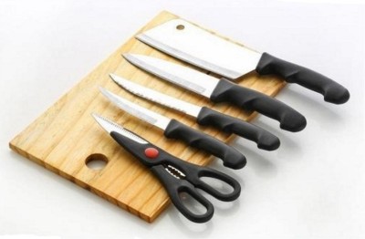 R K ENTERPRISE by DNJ Knife set SS with Chopping Board Knife set 5 and Chopping/cutting board(FIBER) Vegetable & Fruit Chopper(PACK OF 6)