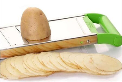 Romp and Role by Plain Slicer Manual Potato Chips Plain Slicer Stainless Steel Cutting Blades for Veg Salad Vegetable & Fruit Slicer(1)