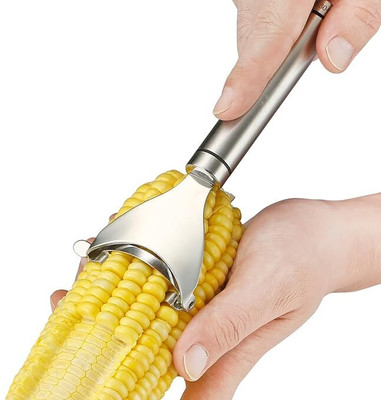 NEXIVA Stainless Steel Corn Peeler – Cob Stripper Tool Removes Kernels in Seconds Straight Peeler(Silver)