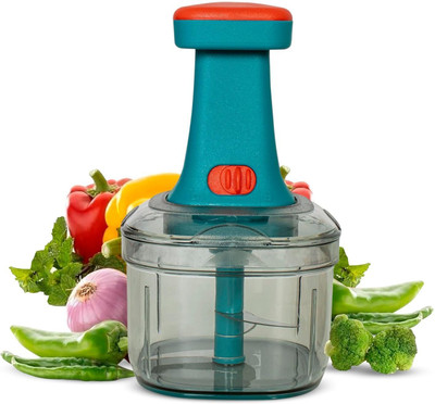 YORBAX by Ganesh Manual Hand Press Food Chopper Onion Chopper 650 ML 3 Stainless Steel Blade Vegetable & Fruit Chopper(1)