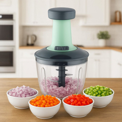 Bestcollection Chopper 2 IN 1- 1100ml | 6 Blade Steel Large Manual Hand-Press Vegetable & Fruit Chopper(1 chopper)