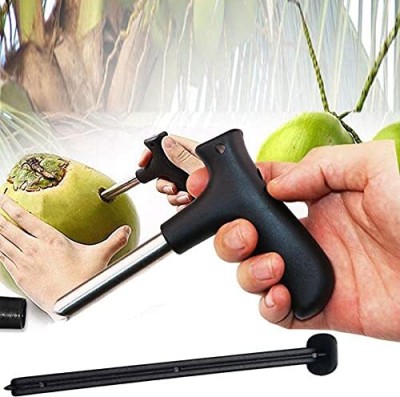 HariShree Coconut Opener Stainless Steel Drill Cutter with Cleaner Stick Coconut Tool Kitchen Tool Set(Black, Opener, Cutter)