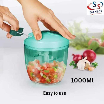 sanlok CHOPPER 1000ML Vegetable Chopper(3 STAINLESS STEEL 3 BLADES)
