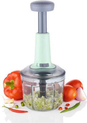 Grahanee Helper by NA Push Chopper Hand Push Chopper 650 ML with 2 Stainless Steel Blades. Vegetable Chopper(Pack of 1)
