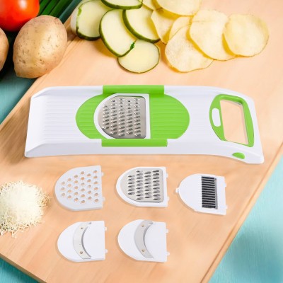 KUBER INDUSTRIES Plastic 6 in 1 Vegetable Grater and Slicer for Kitchen | Multicolor Vegetable Chopper(1 Piece Plastic 6 in 1 Vegetable & Fruit Slicer)