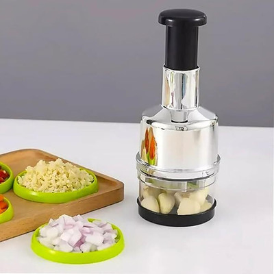 SIMESTICH by SIMESTICH Hand Press Food Chopper for Onion, Garlic & Vegetable Dicing Cutter Vegetable & Fruit Chopper(1 × Hand Press Chopper, 1 × Blade Assembly, 1 × Container Bowl)
