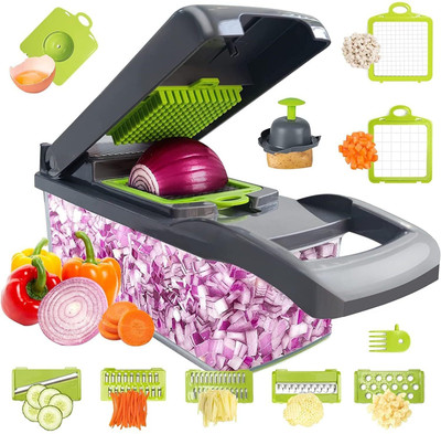 Kiwilon 14in1 Vegetable Cutter for Kitchen I Veggie Chopper I Potato Slicer IOnion Dicer Vegetable & Fruit Grater & Slicer(1 chopper)