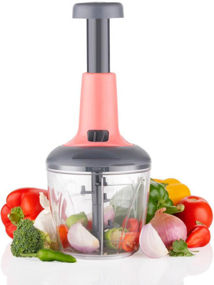 HASHONE New Push Chopper Hand-Press BPA Free Stainless Steel Blade Chopper Vegetable & Fruit Chopper(Pack of 1)